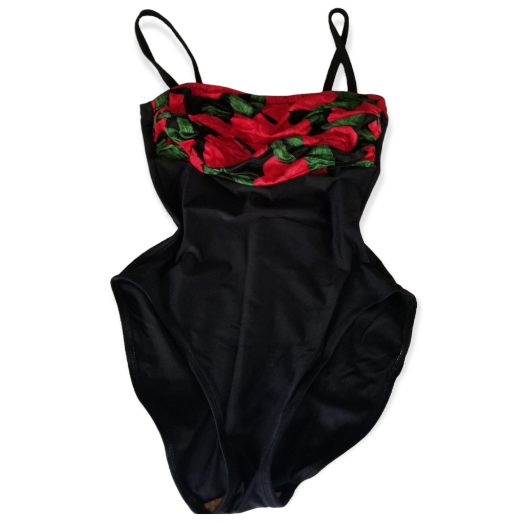 La Blanca Ladies' Swimsuit With Pin-Up Retro Rose Print Shirred Top Detail.
